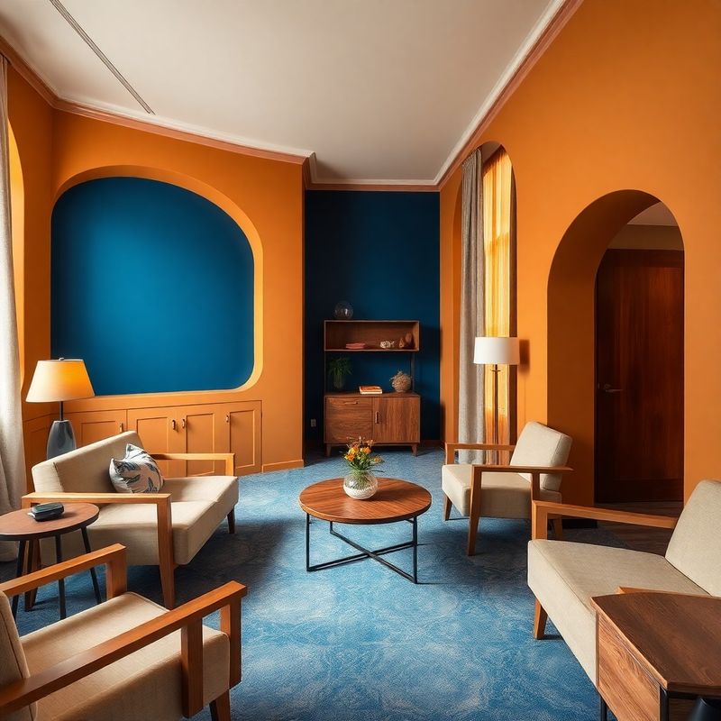 Interiorul biroului Atelier Dragomir din Cluj-Napoca cu accente azurii și mobilier din lemn