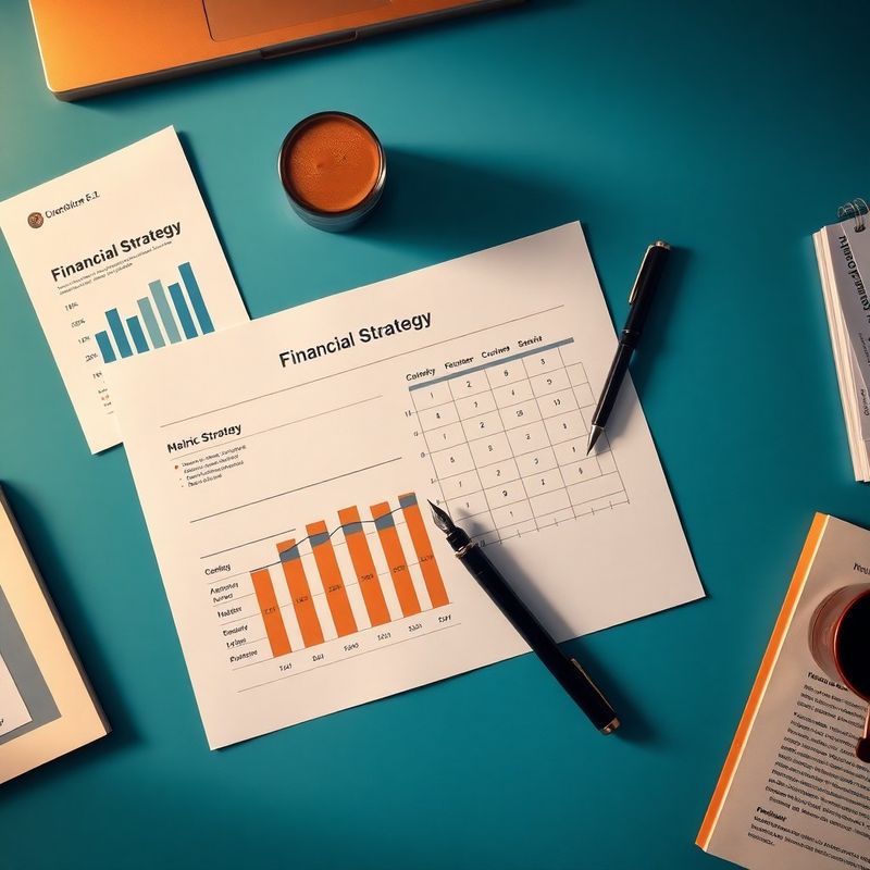 Documente de strategie financiară cu matrice de risc pe un birou